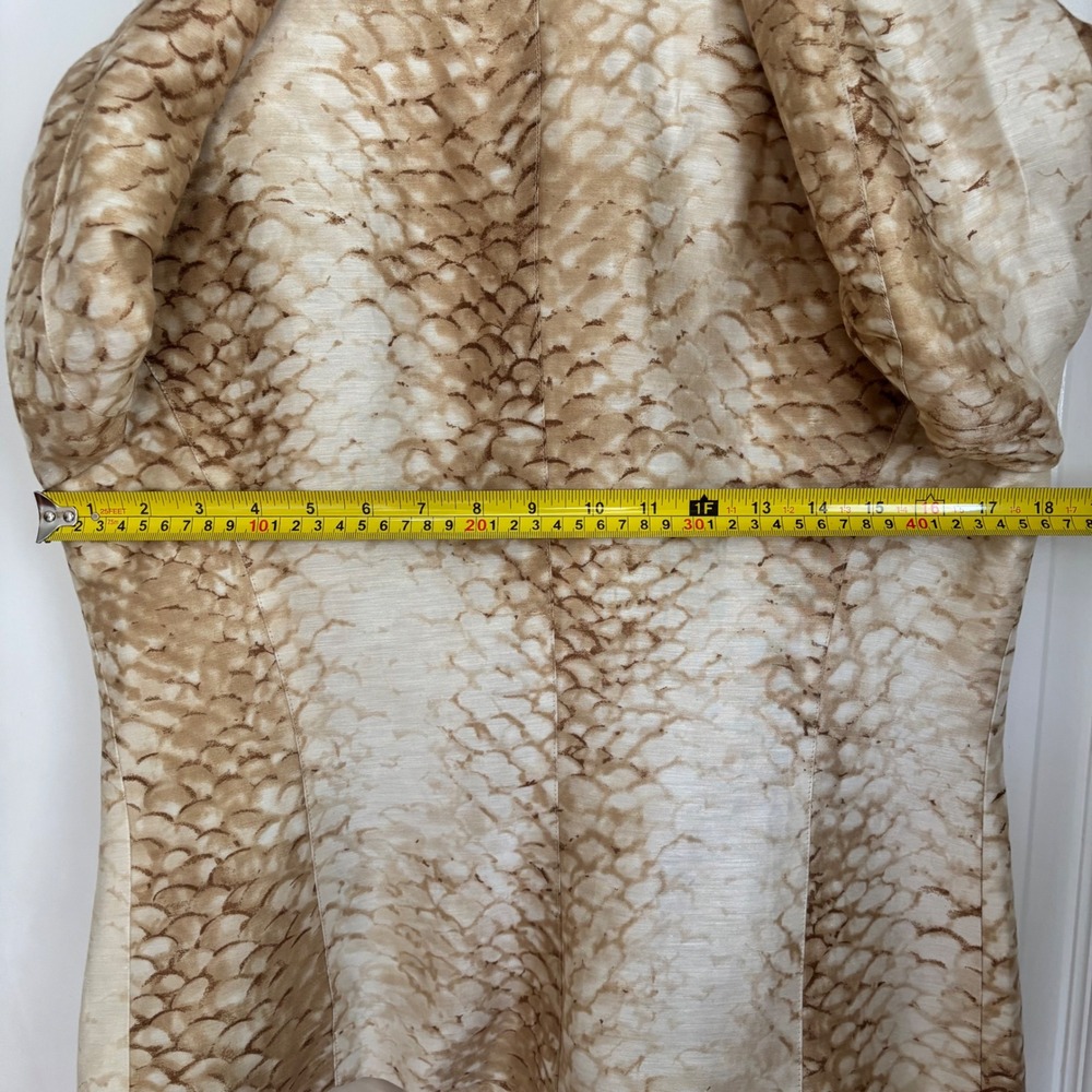 Lafayette 148 New York Gold Animal Print Linen Silk Blazer Size 10P Mob‎ Luxe - Picture 7 of 9